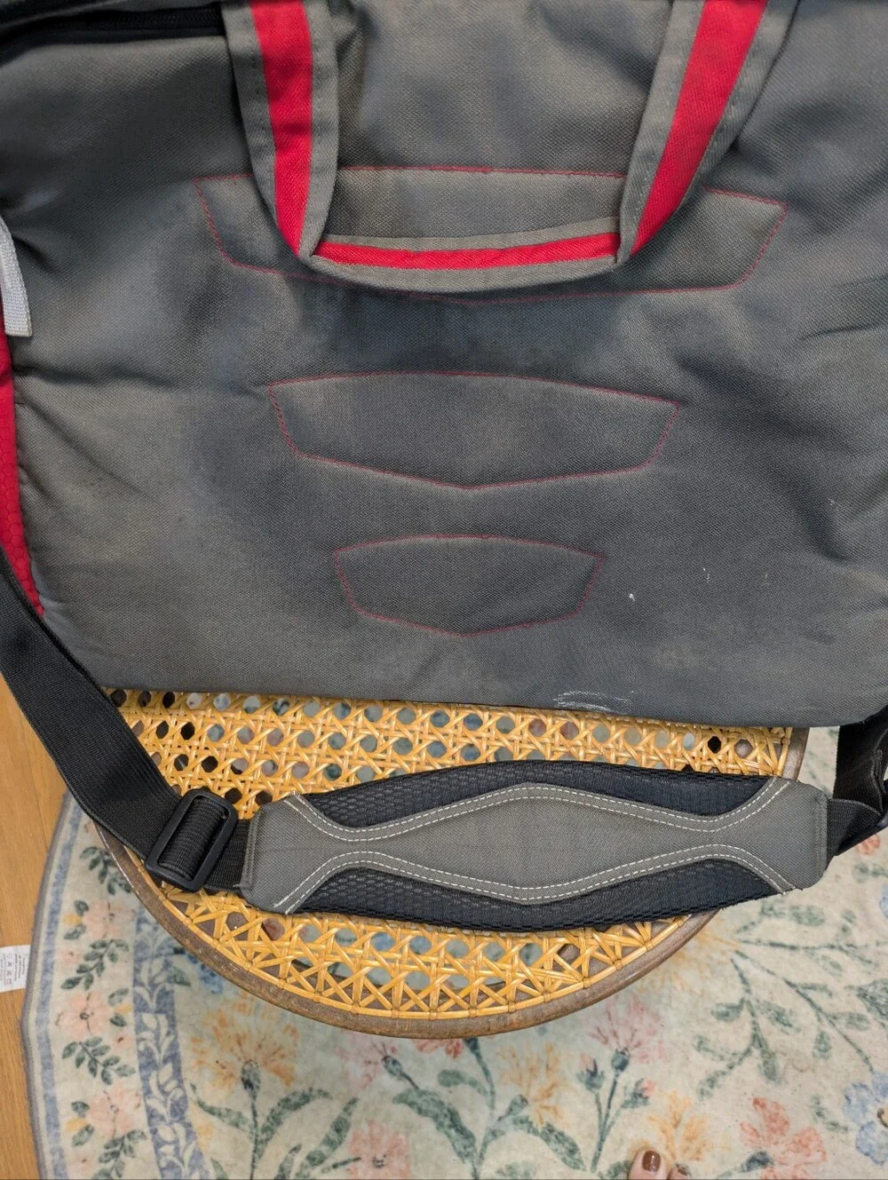 Vintage Jansport Red and Gray Messenger Bag with Multiple Zippers
